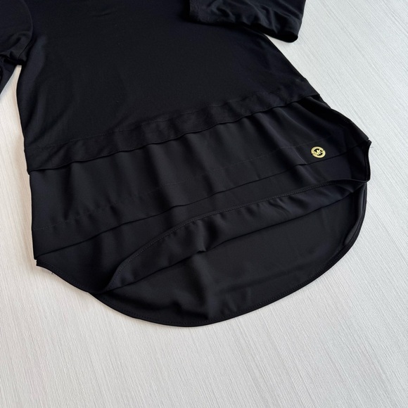 MICHAEL KORS Scoop Neck T Shirt Top XS Black 3/4 Sleeve Sheer Tunic Casual Comfy - Picture 6 of 15